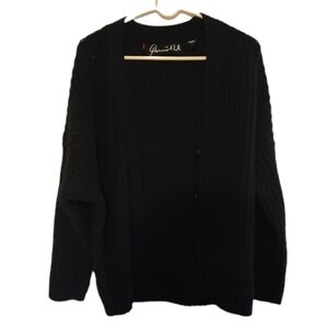 Parrish LA Merino Wool Knit Cardigan Black